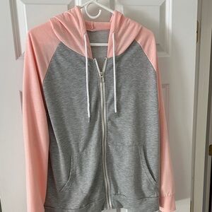 Women’s Gray and Pink colored Zip-Up Hoodie